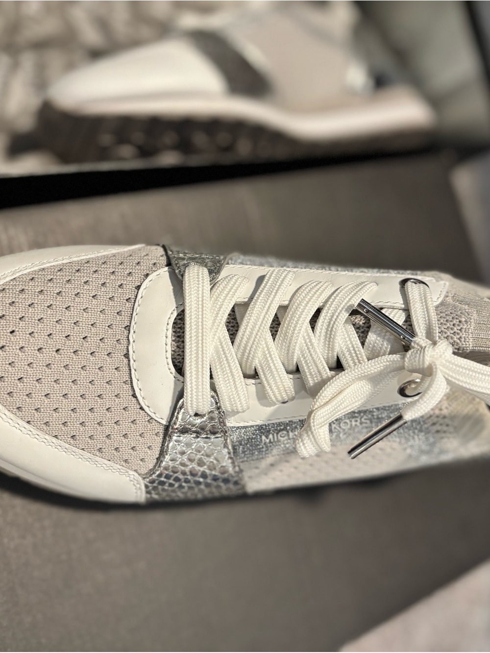 Michael Kors Silver and Light Gray Women's Sneakers - Picture 4 of 7